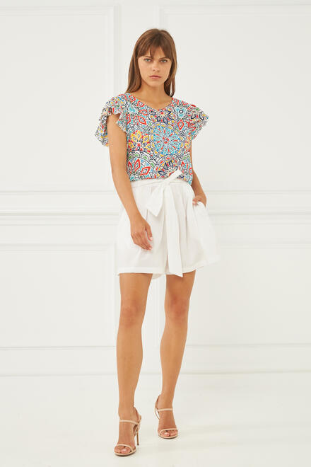 Poplin shorts with belt - White M/L