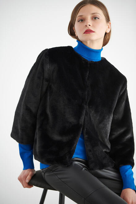 Coat with round neckline - Black L
