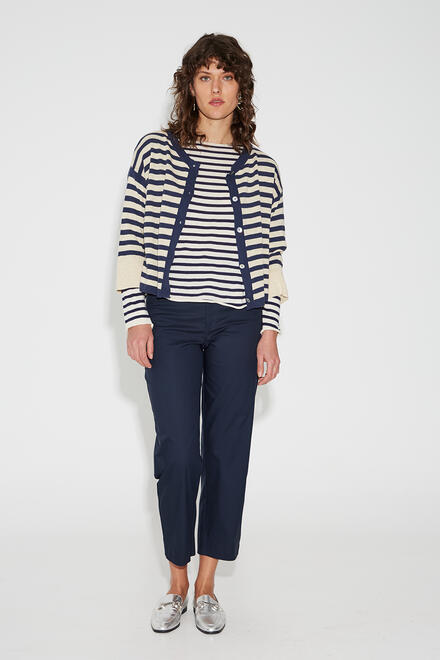 Knitted striped cardigan - Blue S/M