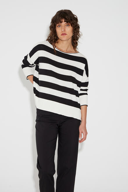 Striped knitted blouse - Black O/S