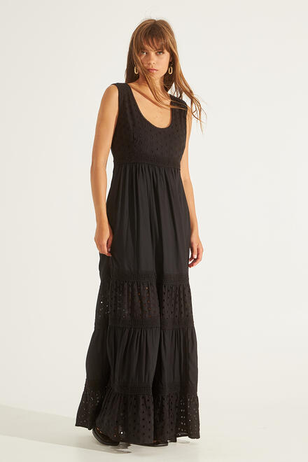 Maxi dress with a combination of fabrics - Black S