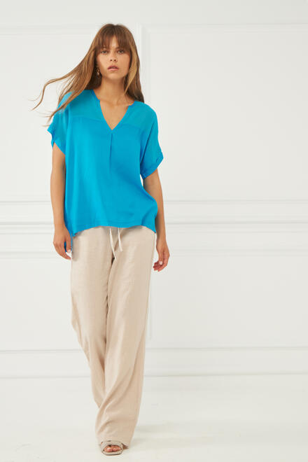 Blouse with transparency - SKY BLUE S