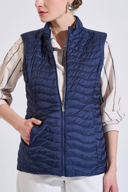 Reversible quilted sleeveless vest with zipper - Blue XXL