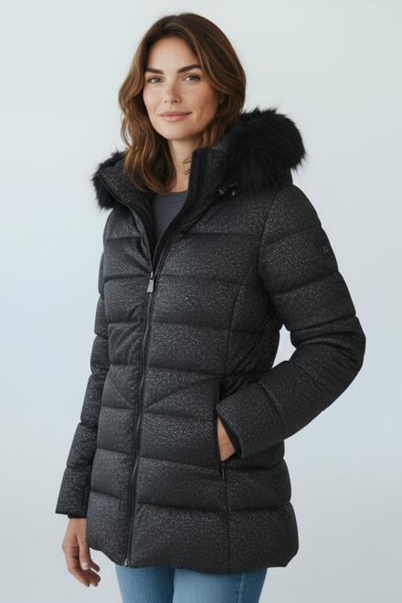 Jacket with Hood & Faux Fur - Black M