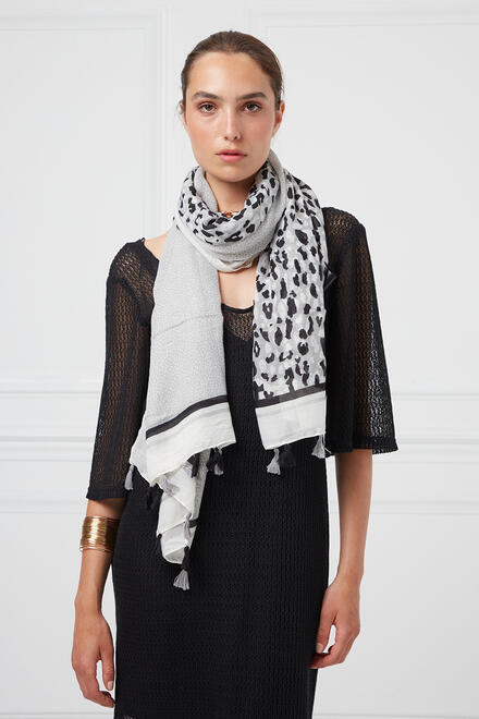 Scarf with combination - Grey O/S