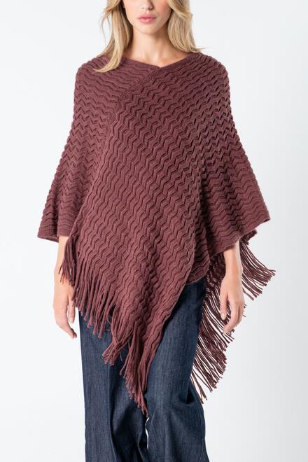 Knitted cape with fringes - ΜΠΟΡΝΤΩ O/S