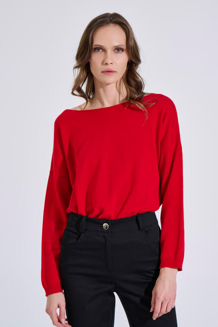 Knitted Top with Round Neckline - Red S/M