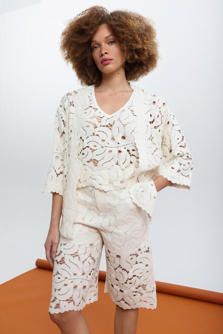 Lace kimono with 3D embroidery ΕΖΖΕΑ - Off White S/M