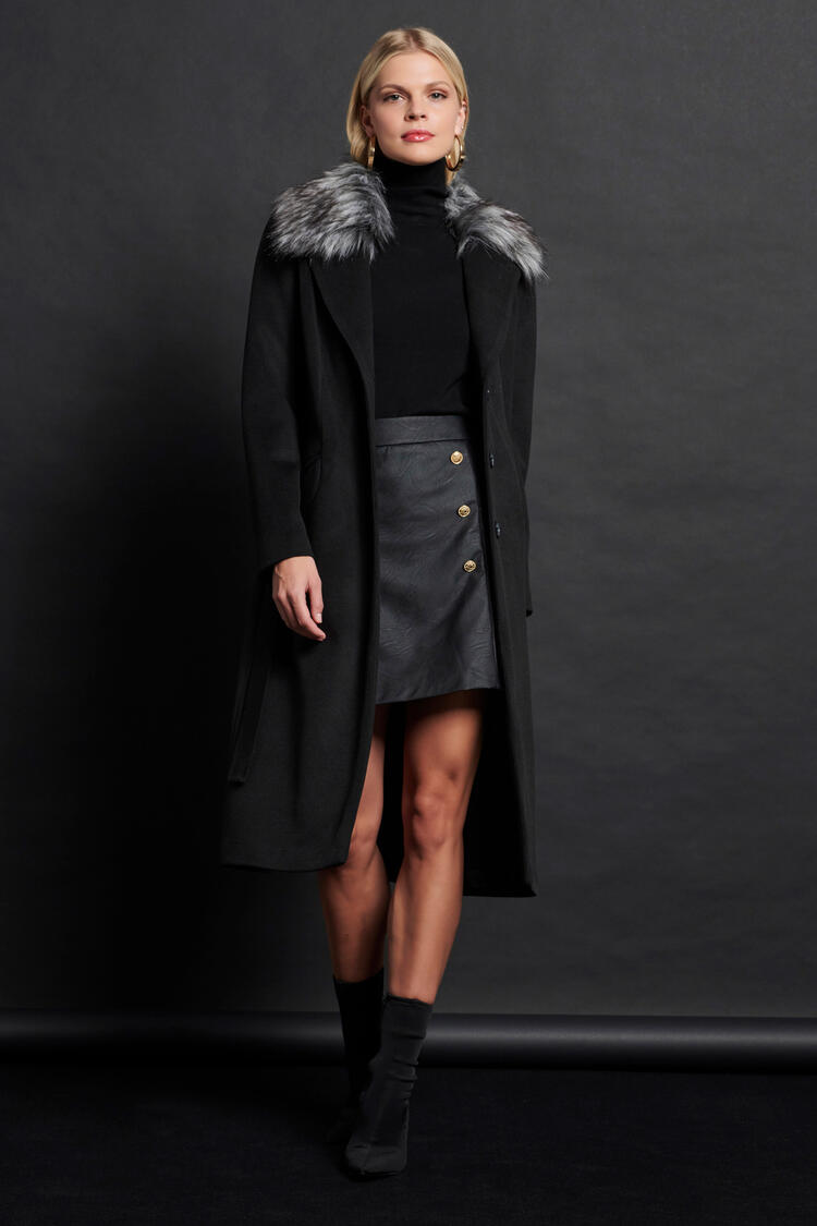 Leather look mini skirt - Black S