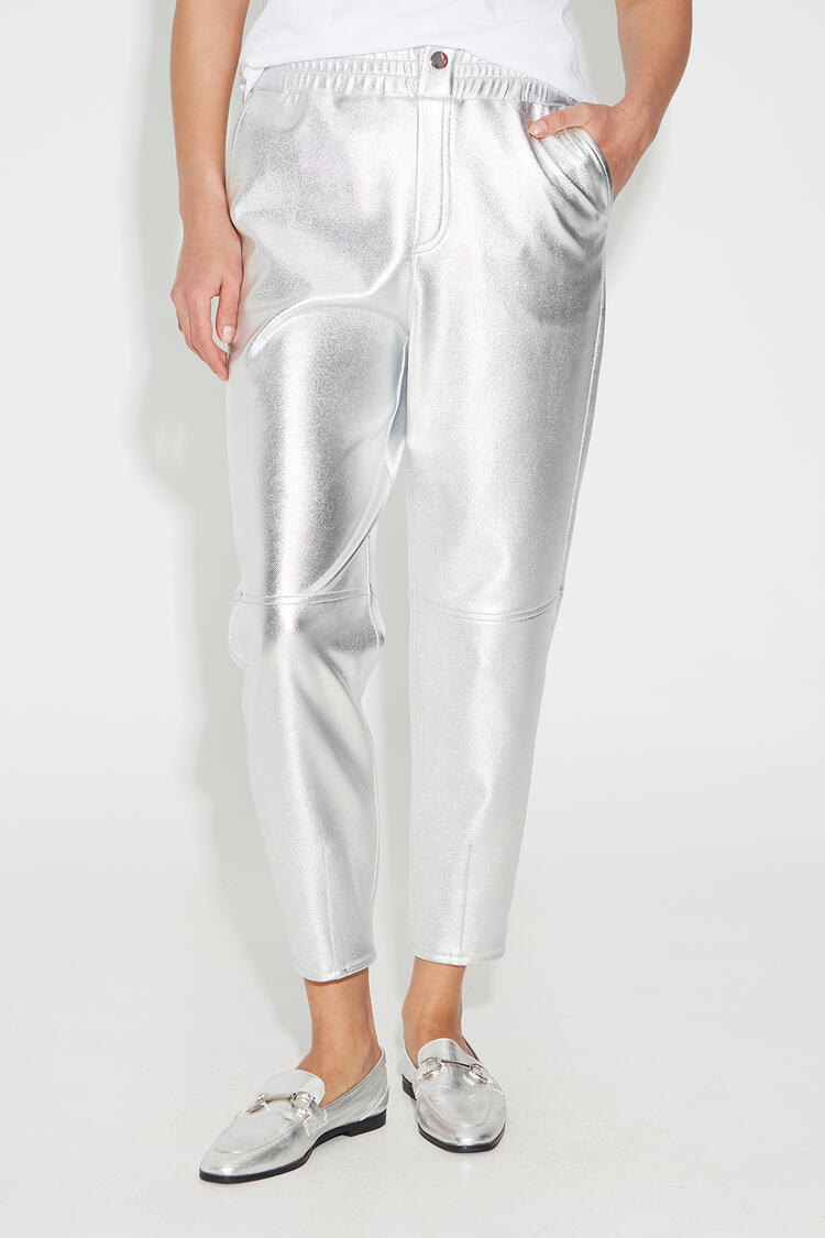 Foil leather pants - Silver XL