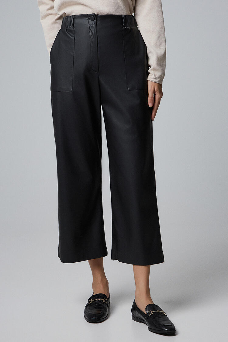 Leather zip panties - Black XL