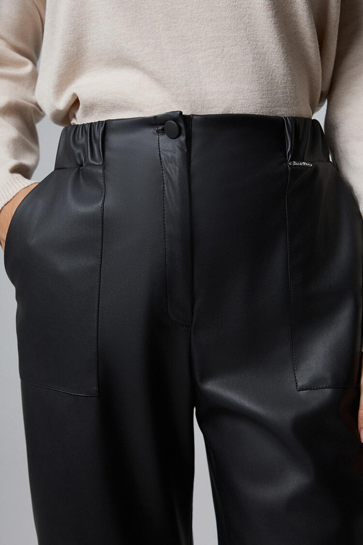 Leather zip panties - Black XL