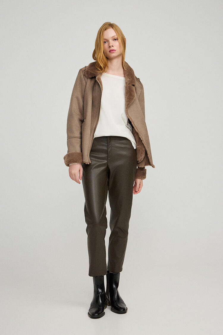 Leather pants - Chaki XXL