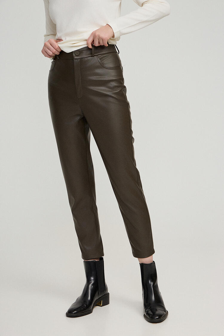 Leather pants - Chaki XXL