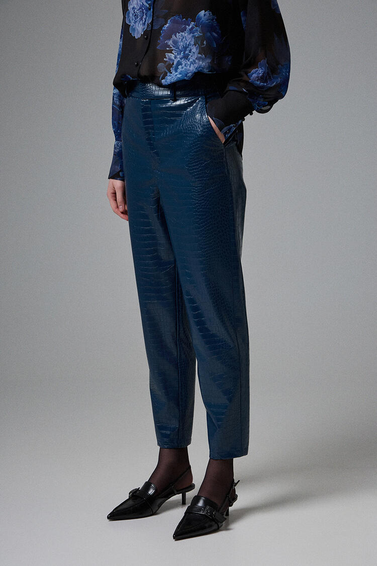 Leather look pants - Blue L