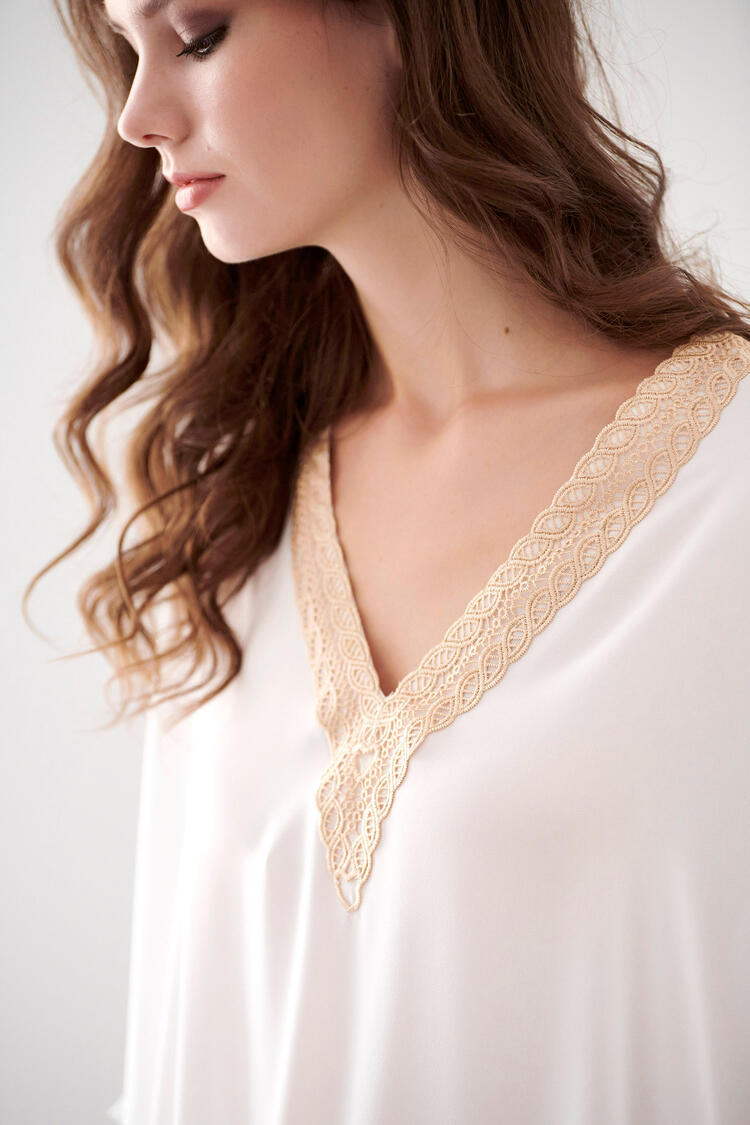 Blouse with gold motif - Off White S