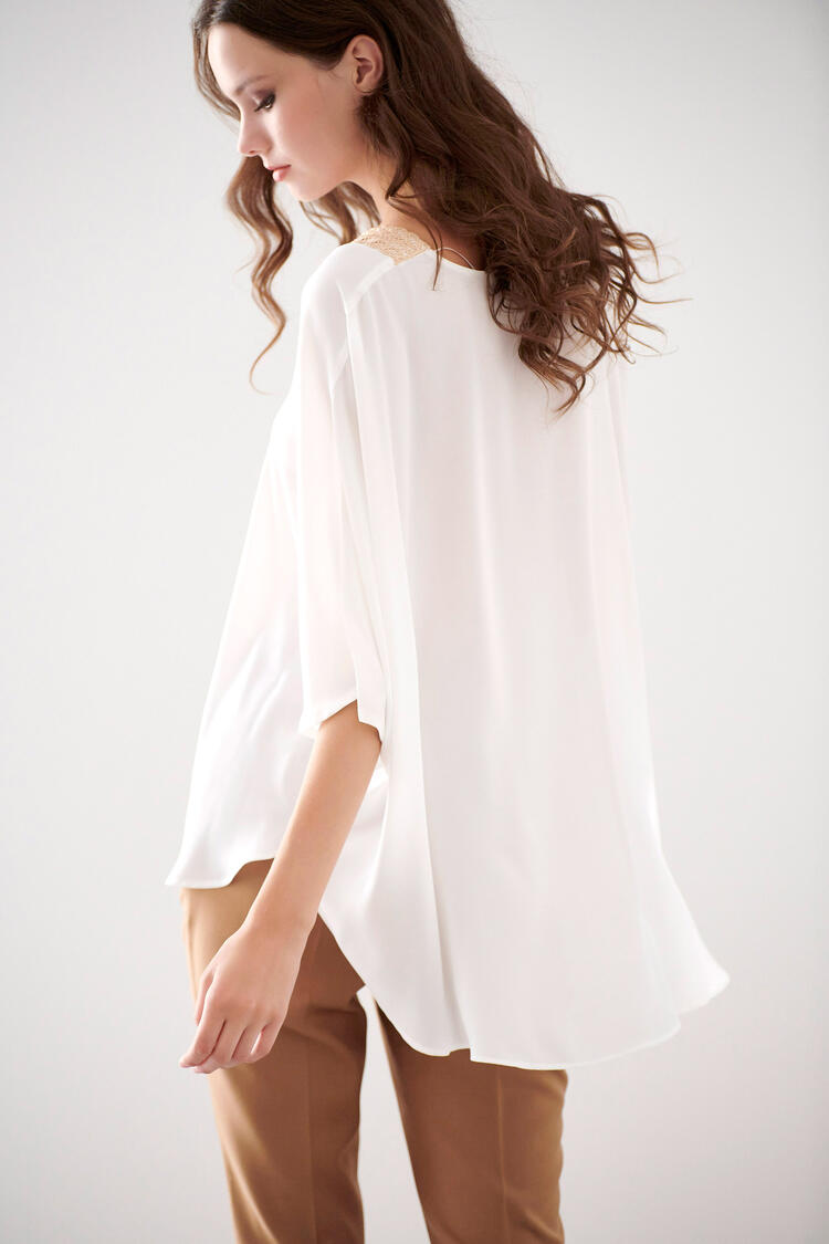 Blouse with gold motif - Off White S
