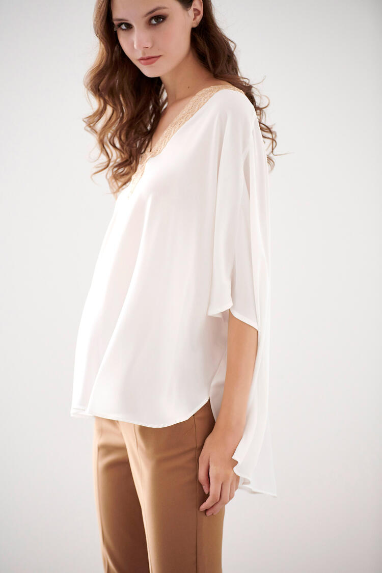 Blouse with gold motif - Off White S