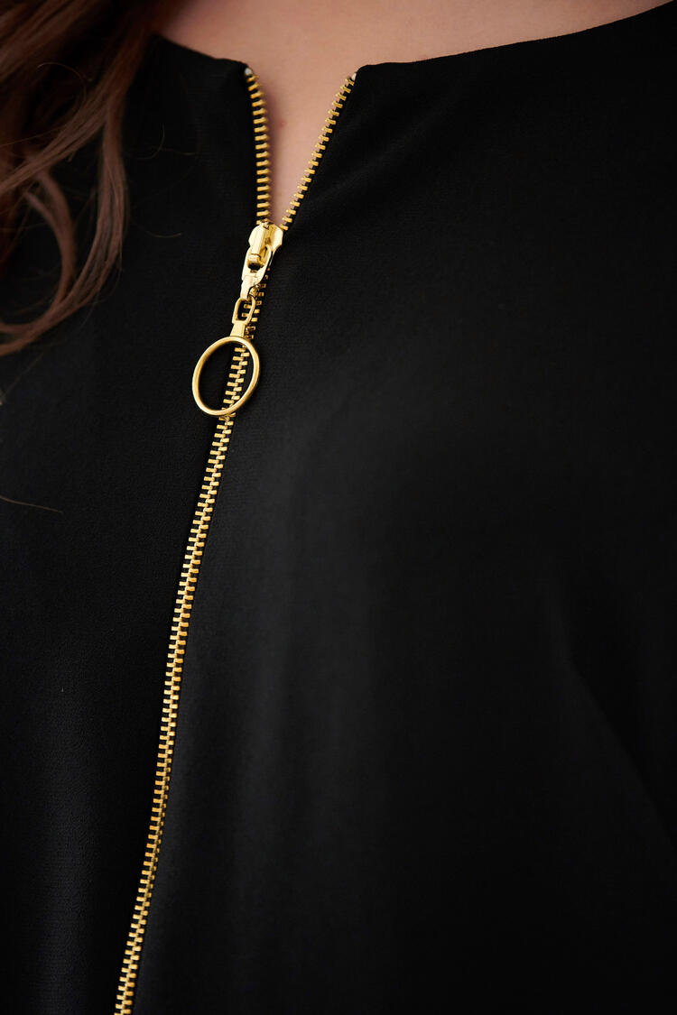 Dress with zipper on the front - Black S