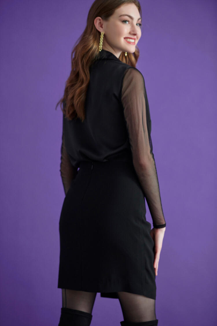 Mini skirt with buttons - Black M