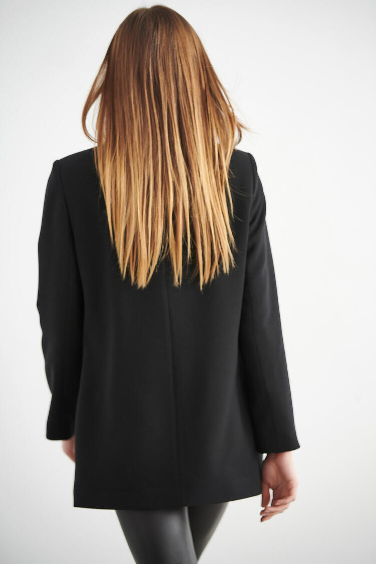 Long single button jacket - Black S