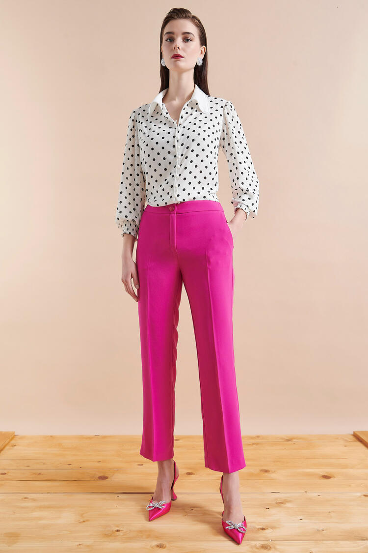 Trousers with stripes on the side - Fuchsia S
