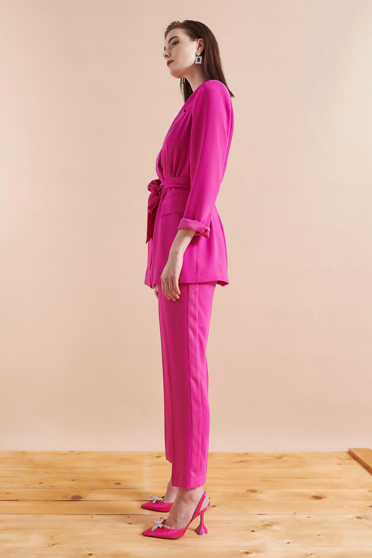 Trousers with stripes on the side - Fuchsia S