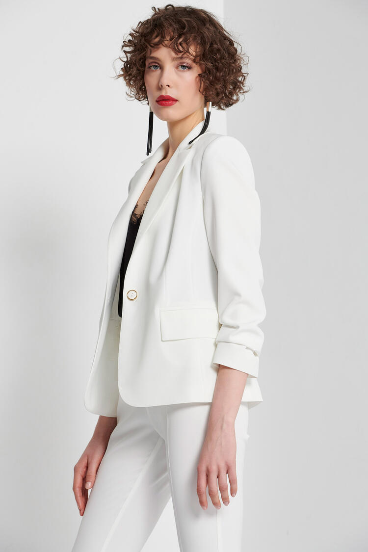 Single button jacket - WHITE S