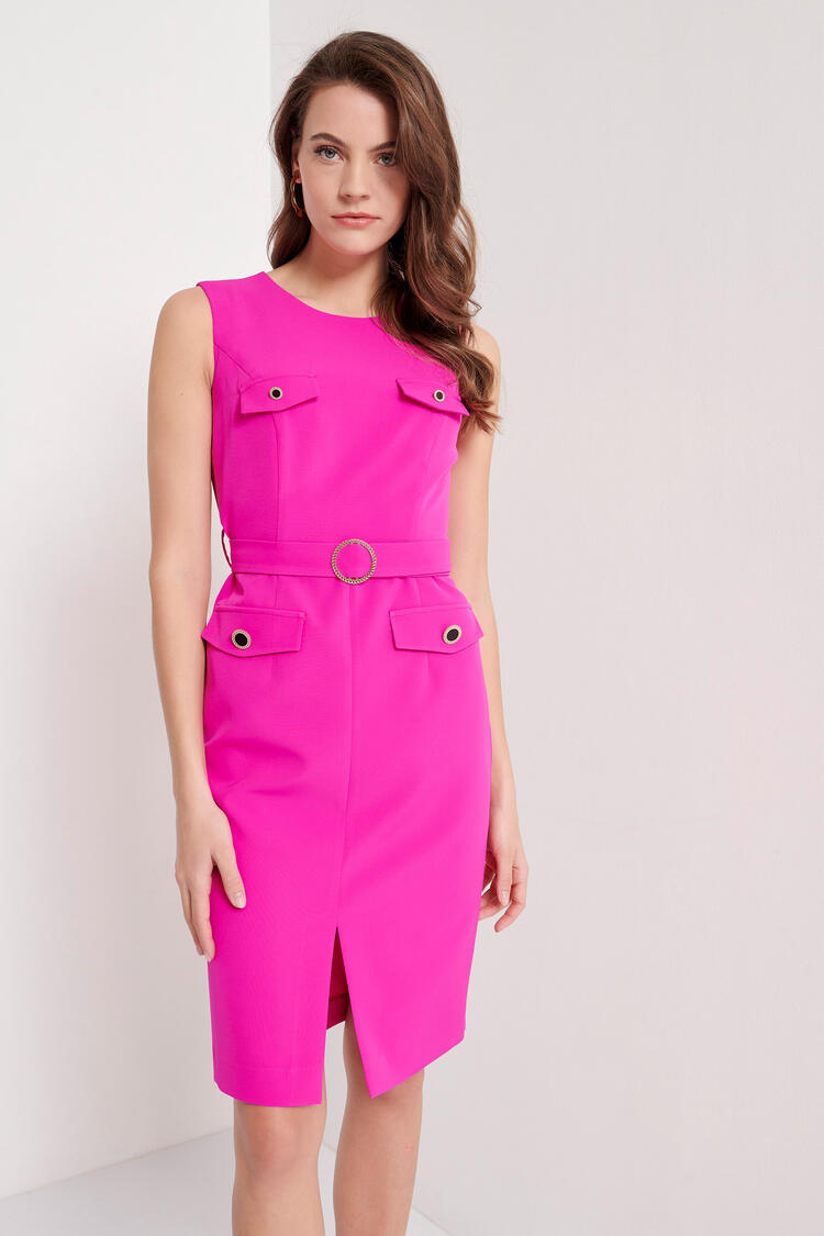 Sleeveless pencil dress - Fuchsia S