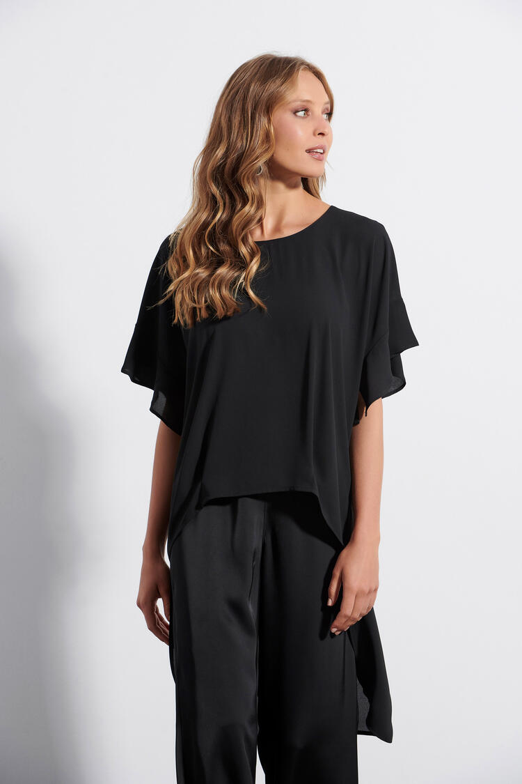 Blouse with asymmetric hem - Black S