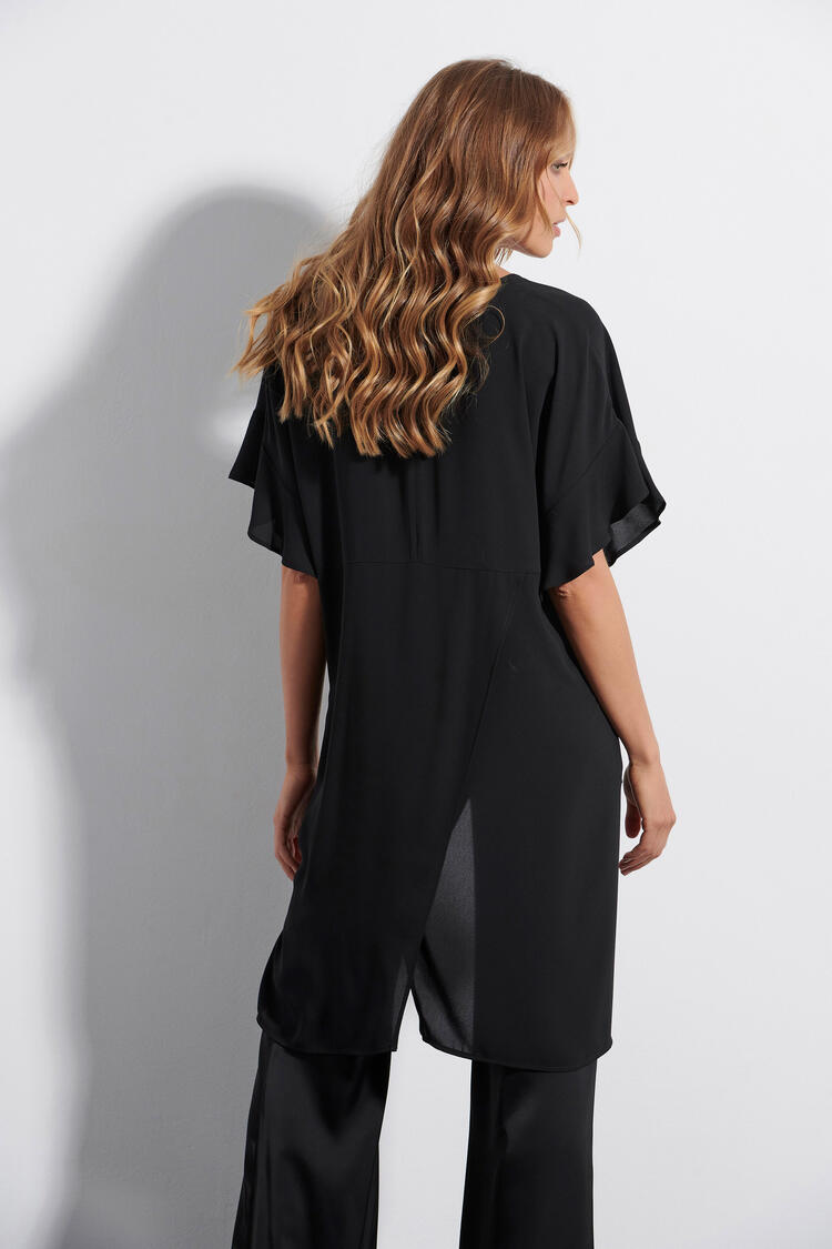 Blouse with asymmetric hem - Black S