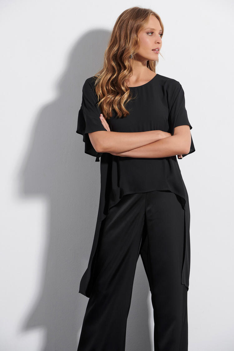 Blouse with asymmetric hem - Black S