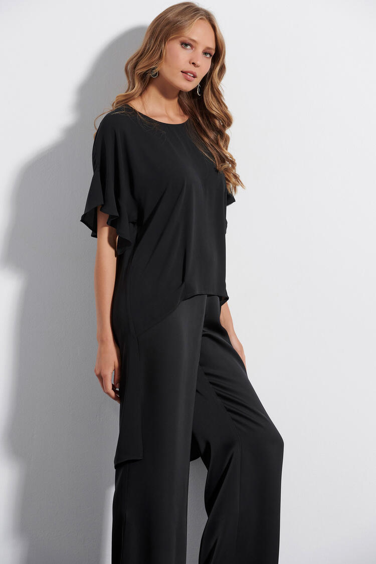 Blouse with asymmetric hem - Black S