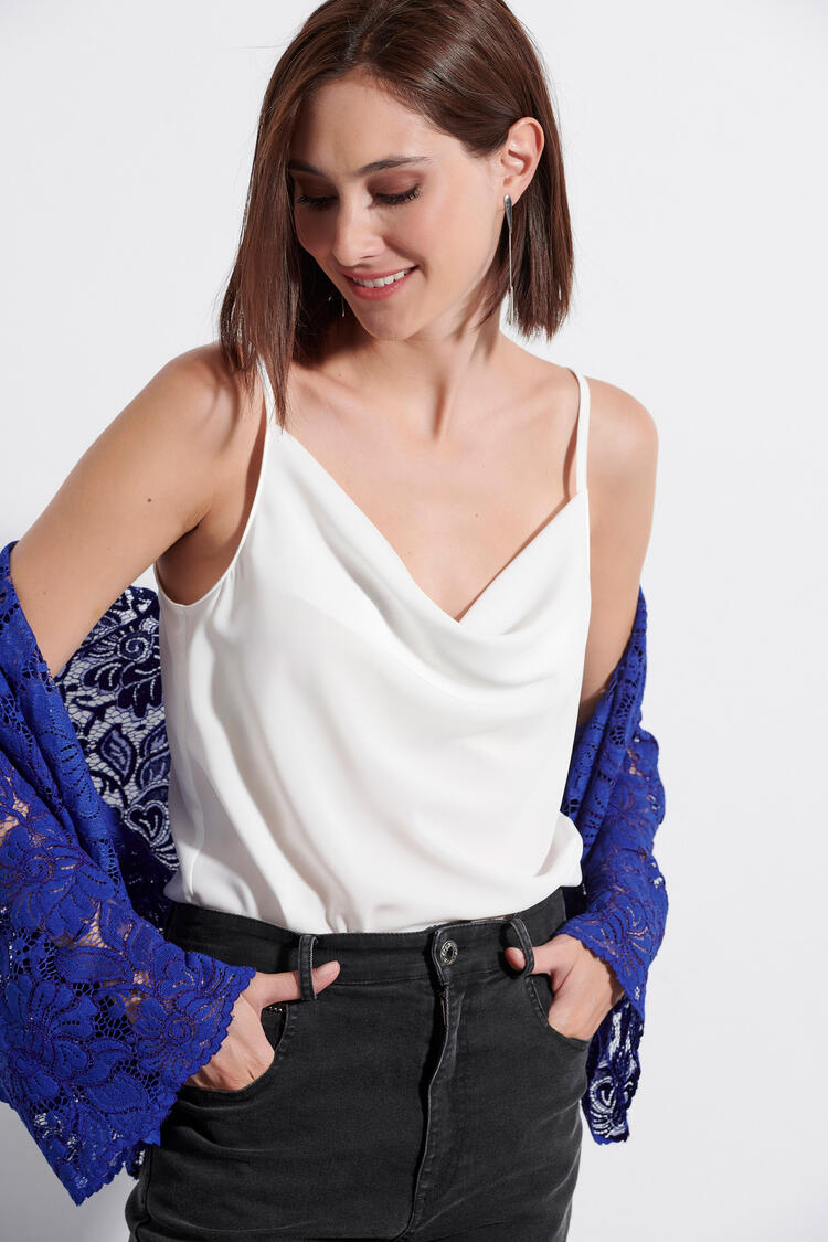 Satin top - Off White S