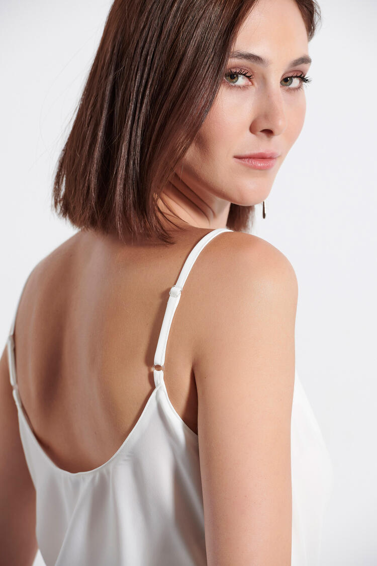 Satin top - Off White S