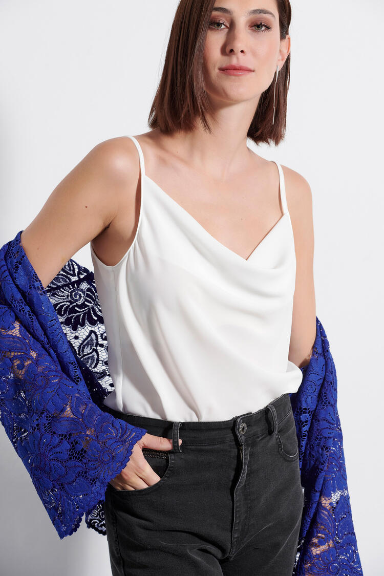 Satin top - Off White S