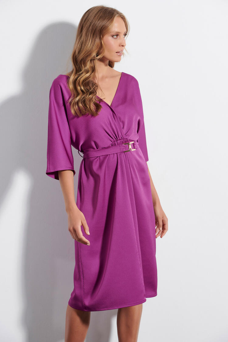 Belted dress with metallic detail - Violet M