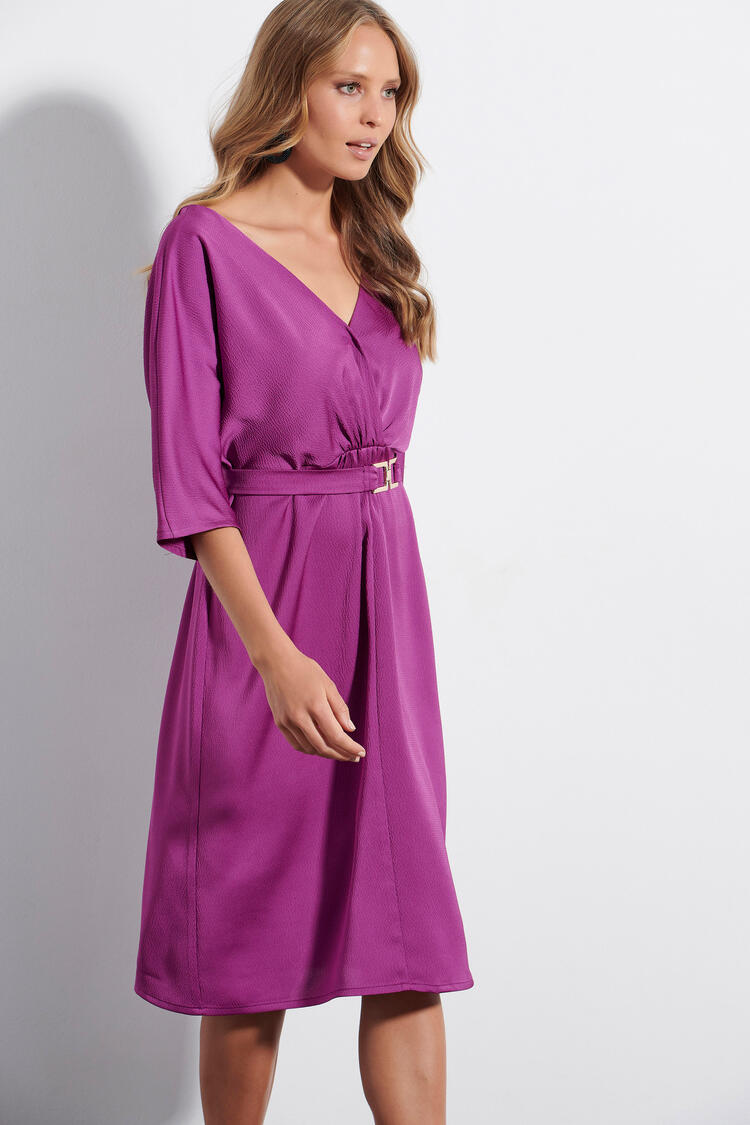 Belted dress with metallic detail - Violet S