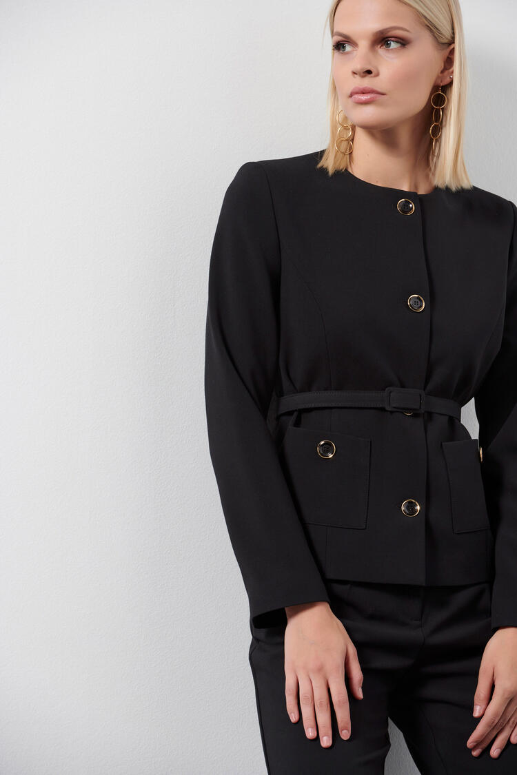 Jacket with detachable belt - Black S