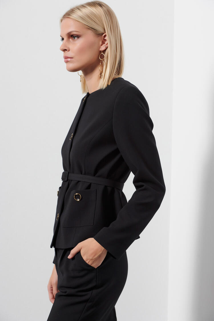 Jacket with detachable belt - Black S