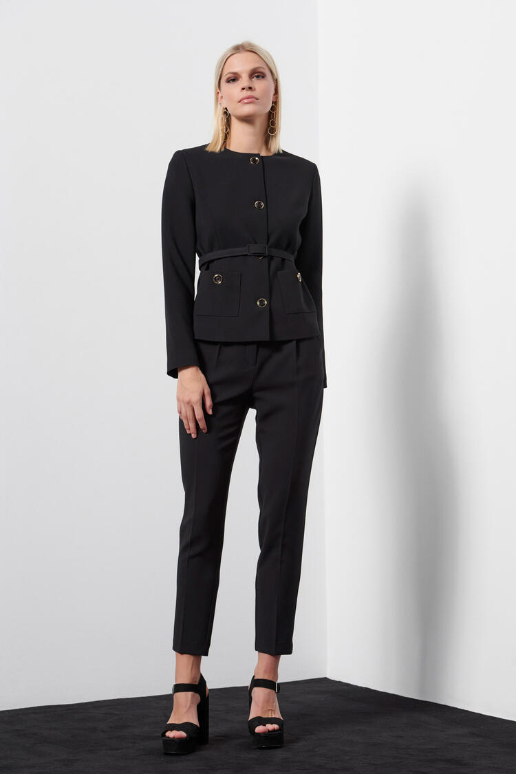 Jacket with detachable belt - Black S