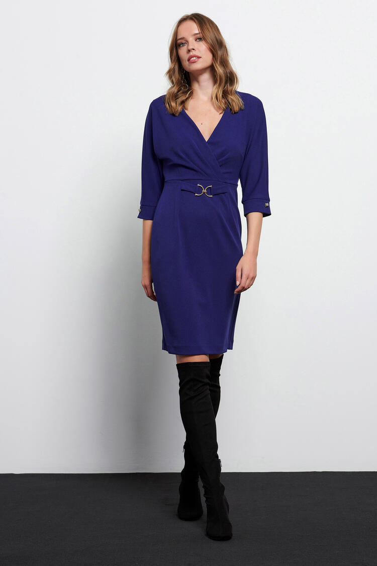 Dress with patterned belt - Electric Blue M