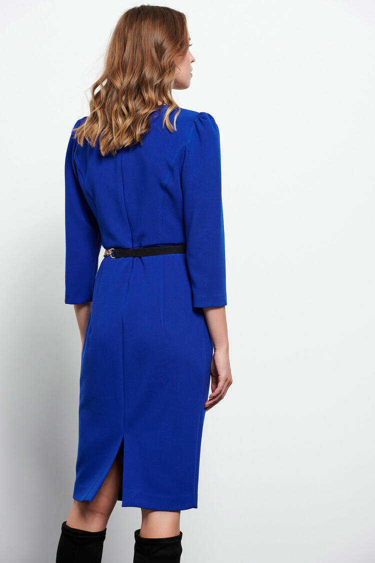 Long sleeve midi dress - Electric Blue S