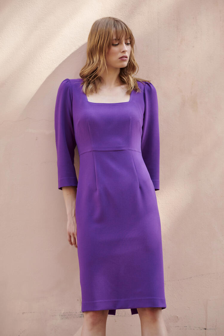 Long sleeve midi dress - Purple S