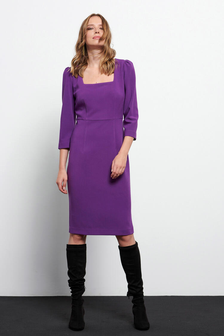 Long sleeve midi dress - Purple S
