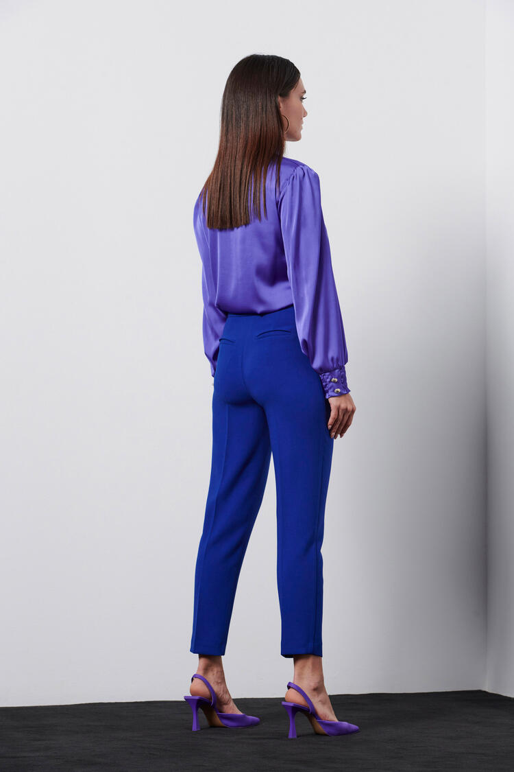 Jogger waist pants with decorative detail - Electric Blue S