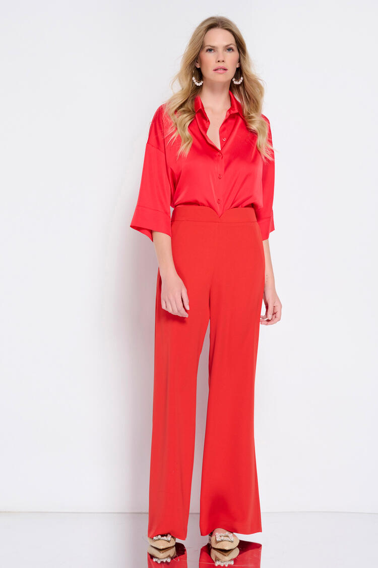Pants with a V cut in the waist - CORAL S