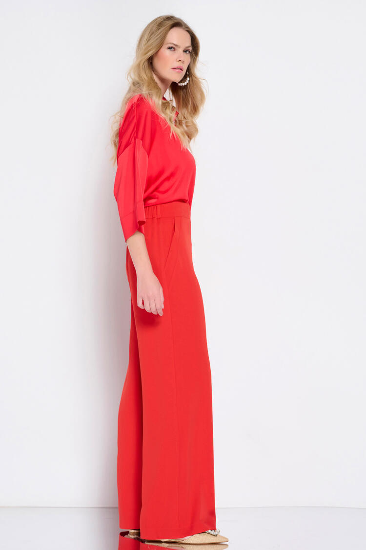 Pants with a V cut in the waist - CORAL S
