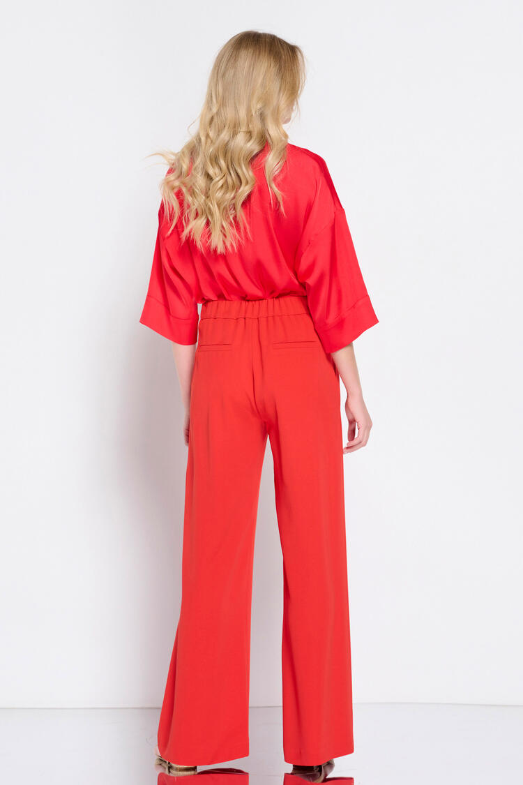 Pants with a V cut in the waist - CORAL S