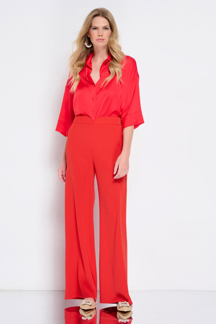 Pants with a V cut in the waist - CORAL S